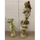 Two garden statues of nudes, one after "The Birth of Venus" by Sandro Botticelli (H138cm) and one