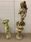 Two garden statues of nudes, one after "The Birth of Venus" by Sandro Botticelli (H138cm) and one