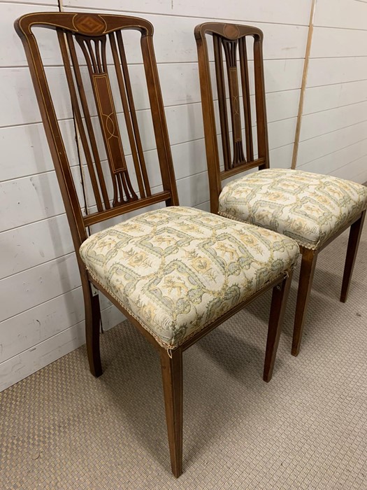 A pair of satinwood string inlay chairs - Image 3 of 3