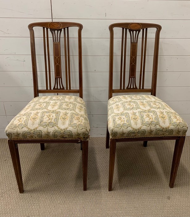 A pair of satinwood string inlay chairs - Image 2 of 3