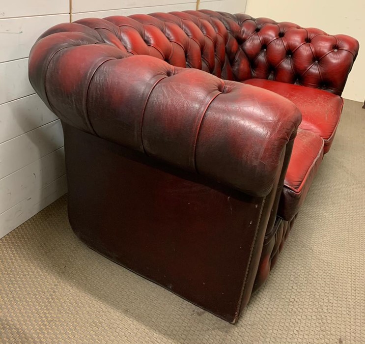 Two Seater button back Chesterfield in oxblood - Image 2 of 4