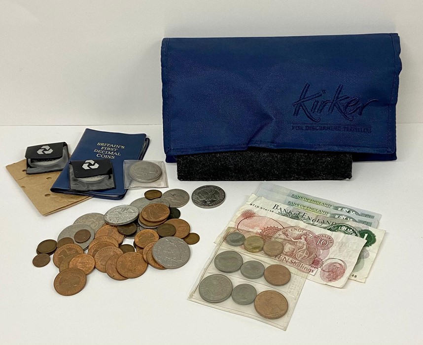 A selection of United Kingdom coinage and banknotes to include crowns, pennies and presentation