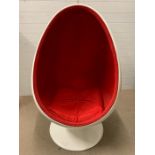 A Henrik Thor Larsen 1960 Ovalia Style egg chair with red upholstery