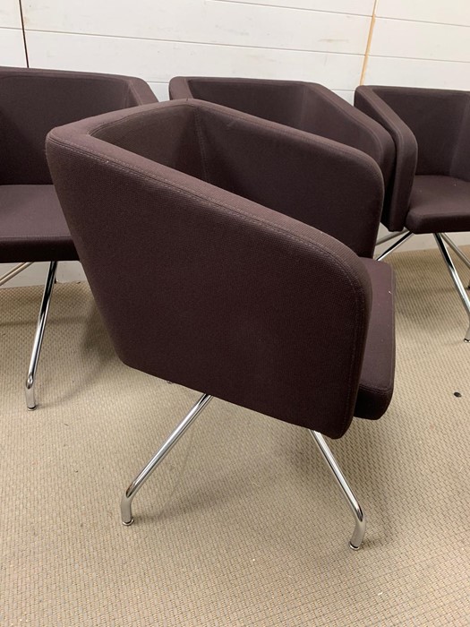 Four Mid Century, chrome legged dining chairs in brown - Image 3 of 3