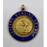 A 9ct gold with enamel 1927 Fattorini & Sons Leyland Bowling League Runners Up Medal (Total Weight