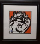 Allison Lefcort (b.1975) American, "Taz", a hand signed lithograph, COA verso, framed and glazed, (