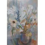 John Livesey (1926-1990) British, 'Vase with flowers', signed lower left, oil on paper, framed and