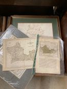 A set of historic county maps and prints, including The Neighbourhood of Windsor, after James