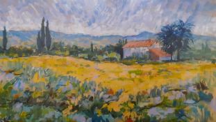 'Provence farmhouse', signed with monograme: 'R.J.' (R.Jones, according label verso), acrylic on