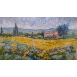 'Provence farmhouse', signed with monograme: 'R.J.' (R.Jones, according label verso), acrylic on