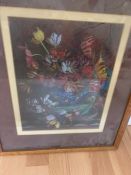 A pair of prints with floral compositions, framed and glazed, (27x36 cm largest). (2)