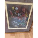 A pair of prints with floral compositions, framed and glazed, (27x36 cm largest). (2)