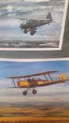 A pair of prints after E.A. Mills, "Early days", depicting a tiger moth biplane, signed and numbered