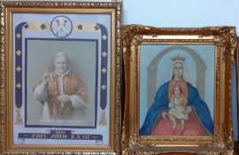 A pair of christian images, (39x29 cm larger). (2)