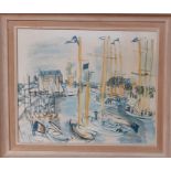 After Raoul Dufy, "Le bassin de Deauville", framed and glazed, (36x43.5 cm).