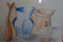 A watercolour, 'Still life', unsigned (22.5x32.5 cm).