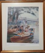 A print after Hector Caffieri, "Cookham: The boating party", glazed and framed (60x50 cm).
