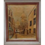 After Maurice Utrillo, "Sacre coeur de Montmartre, rue du chevalier de la barre", a hand embellished