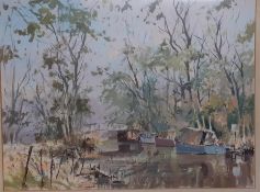 A watercolour depicting a river landscape, signed: 'Roy Perry', framed and glazed, (39x51.5 cm).