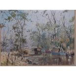 A watercolour depicting a river landscape, signed: 'Roy Perry', framed and glazed, (39x51.5 cm).