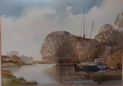 William Barnes (1916-c.1990) British, River landscape, signed, watercolour, framed and glazed, (