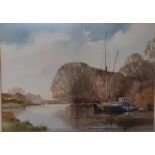 William Barnes (1916-c.1990) British, River landscape, signed, watercolour, framed and glazed, (