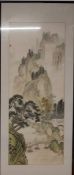 A Chinese print in the Wu Zhen style, (89x34.5 cm).