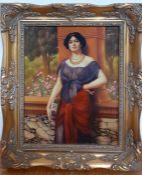 A copy of 'The Tambourine Girl' (by John William Godward), signed: 'E.Lawson', oil on panel, framed,