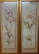 "Orchid" and "Peony", a pair of prints, glazed and framed, (90x29 cm). (2)