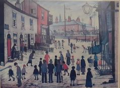 'A Procession', after L. S. Lowry (1887-1976), framed and glazed (46x62 cm).