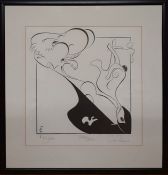 "Sir John" (Gielgud), an illustration by Clive Francis (b. 1946), signed pencil and numbered 324/