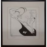 "Sir John" (Gielgud), an illustration by Clive Francis (b. 1946), signed pencil and numbered 324/