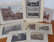 A group of 8 mounted prints depicting English landscapes with arquitecture, (35x22 cm largest). (8)
