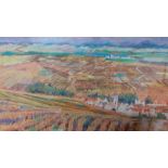 'Champagne county', signed with monograme: 'R.J.' (R.Jones, according label verso), pastel on paper,