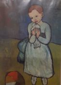 A print after Picasso's "Child with a Dove", framed and glazed, (35.5x25 cm).