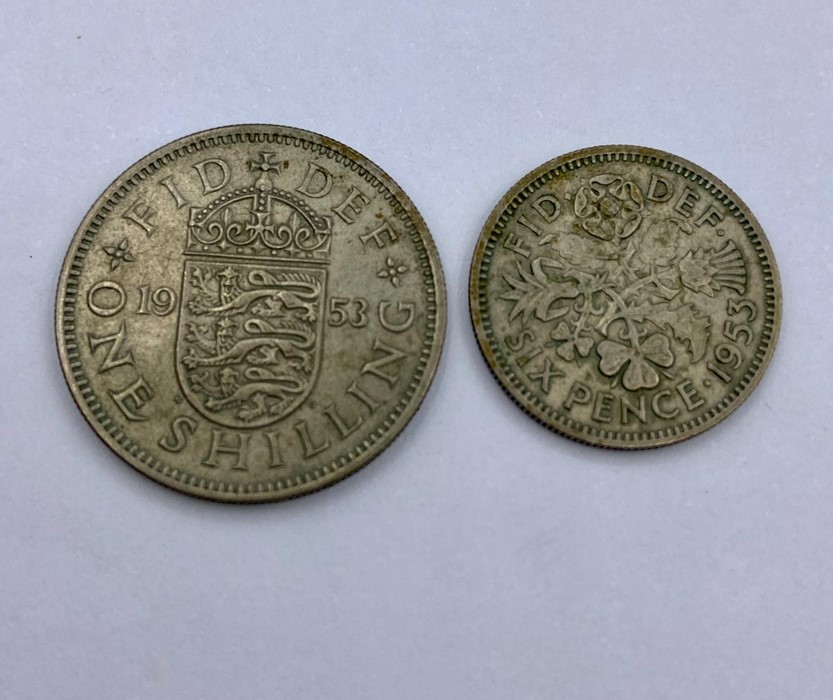 A Queen Elizabeth II Coronation commemorative shilling and sixpence in original packet. - Image 2 of 4