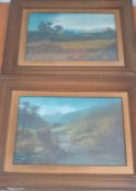 A pair of landscapes in oil painting, (20x30 cm). (2)