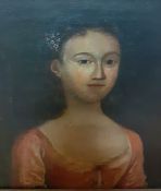 An 18th century English school, 'Portrait of a young lady', oil on canvas, framed, (47x41 cm).