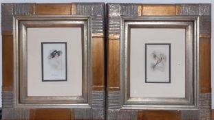A pair of Postcards from 1910's, framed and glazed, (12.5x7.5 cm). (2)