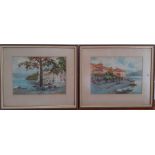 A pair of Italian views, gouache, illegibly signed (Boni?), framed and glazed, (19.5x27 cm). (2)