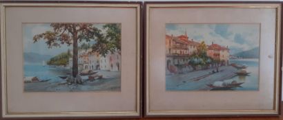 A pair of Italian views, gouache, illegibly signed (Boni?), framed and glazed, (19.5x27 cm). (2)