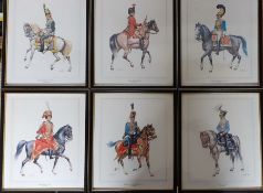 A suite of six prints after Wolfgang Tritt, depicting European and English Hussars, framed and