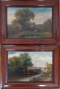A pair of landscapes, signed: 'Henry Harris', oil on canvas, (21x31 cm). (2)