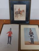 Three prints depicting Royal Dragoons, (28x21 cm). (3)