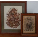 A print and a leafwork, (39x29 cm largest). (2)