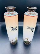 A pair of cloisonné enamel vases AF (H25cm)