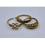 Three 9 ct gold rings (5.1 g Total Weight)