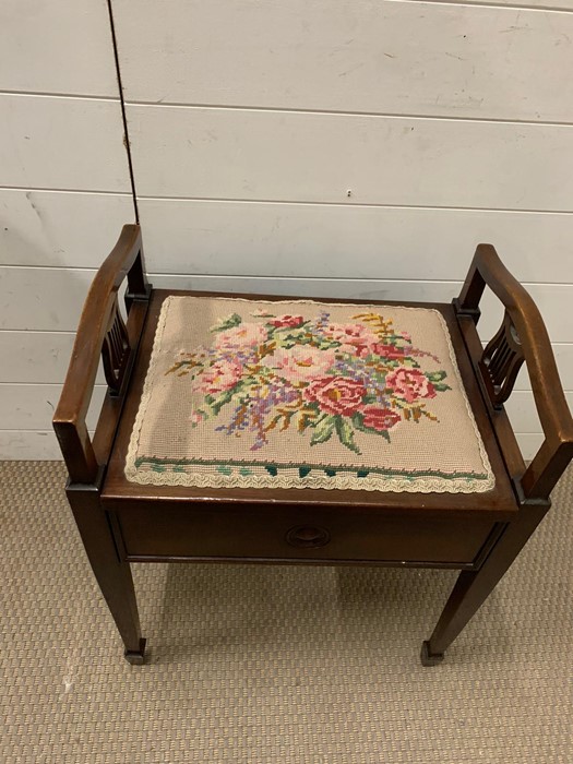 A mahogany piano stool with tapestry seat - Image 2 of 2