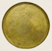 A brass tray with scrolled edge (Dia 67cm)