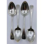 Four silver spoons, hallmarked for Exeter 1860 by Joseph Mayer